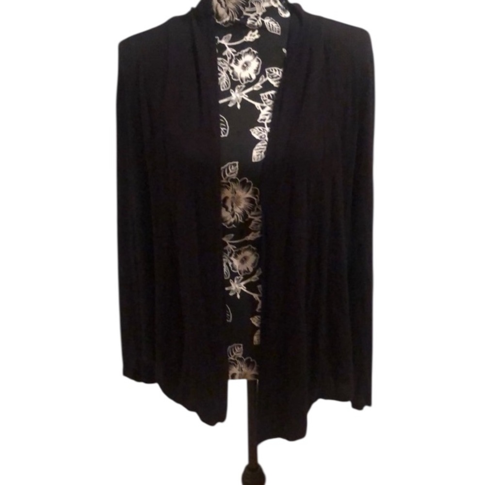 INC International Concepts XL black open front long sleeve cardigan
